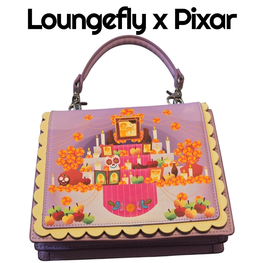 Coco Day Of The Dead Purple Loungefly X Pixar Crossbody Bag - Handbag Purse